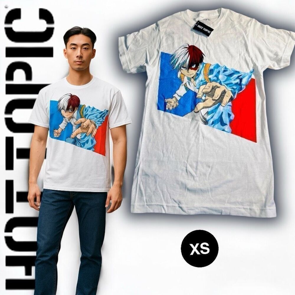 My Hero Academia T Shirt XS Shoto Todoroki Hot Topic Anime Cartoon White Unisex